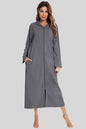 Zip Front Hooded Night Dress with Pockets