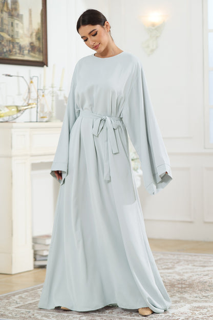 Round Neck Kimono Sleeve Tie Waist Dress